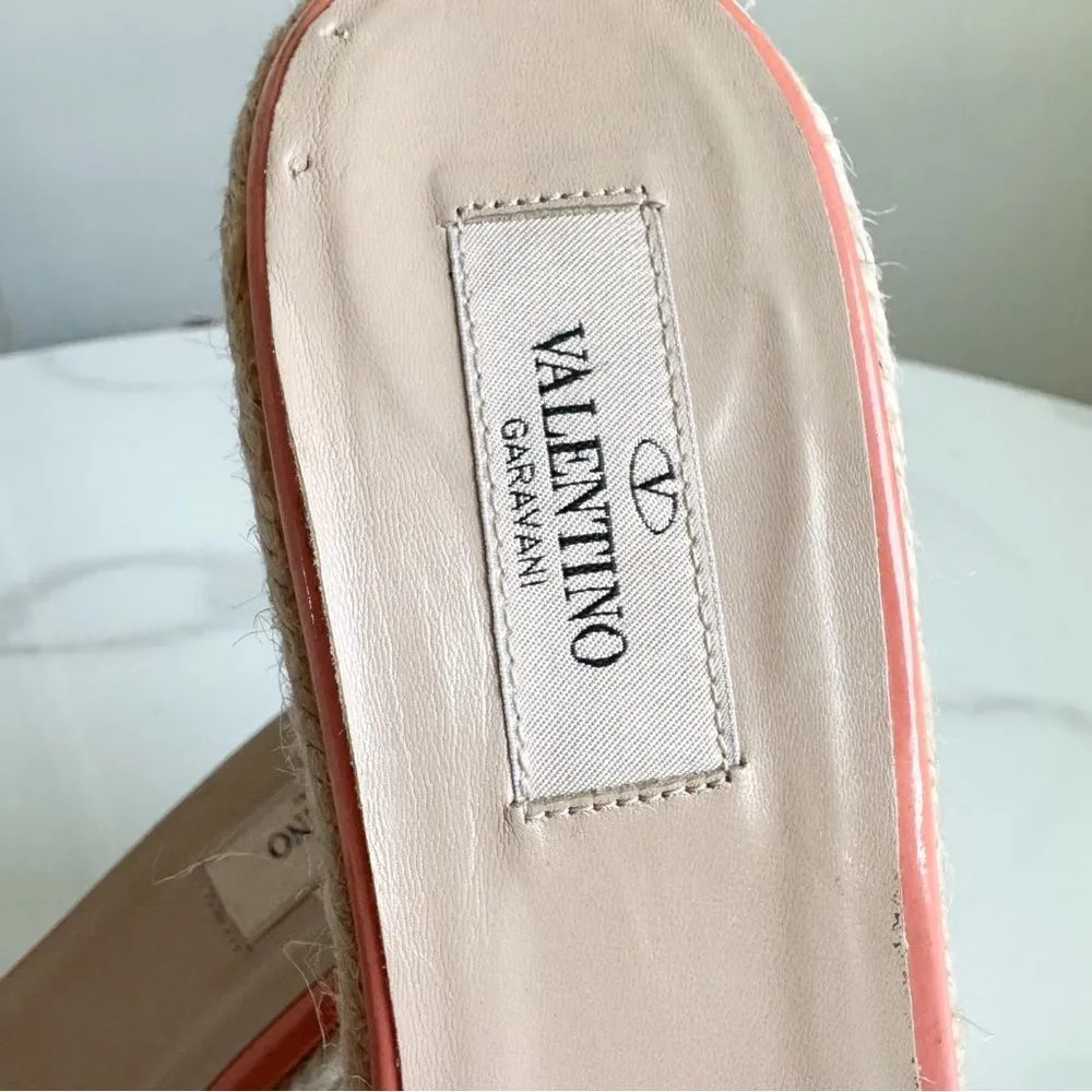 Valentino Garavani Patent Bow Espadrille Wedge Sandals Size 40 – Authenticated